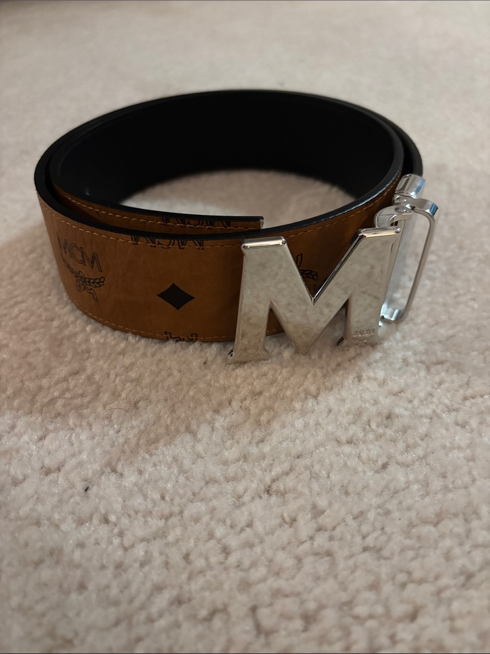 MCM Claus Reversible Leather Belt – Monogram/Black